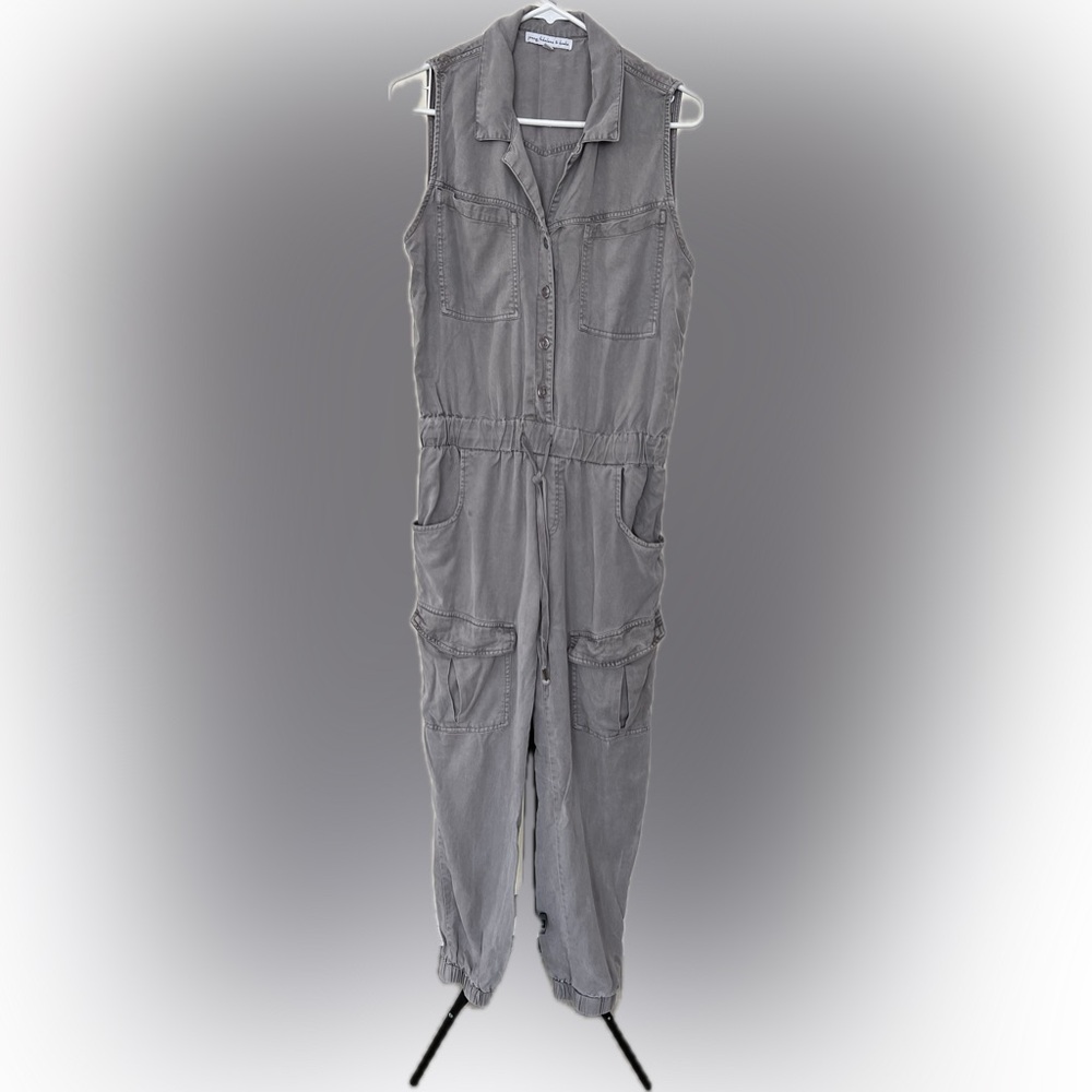 Young Fabulous & Broke Grayson Jumpsuit size Medium Gray Cargo Tencel